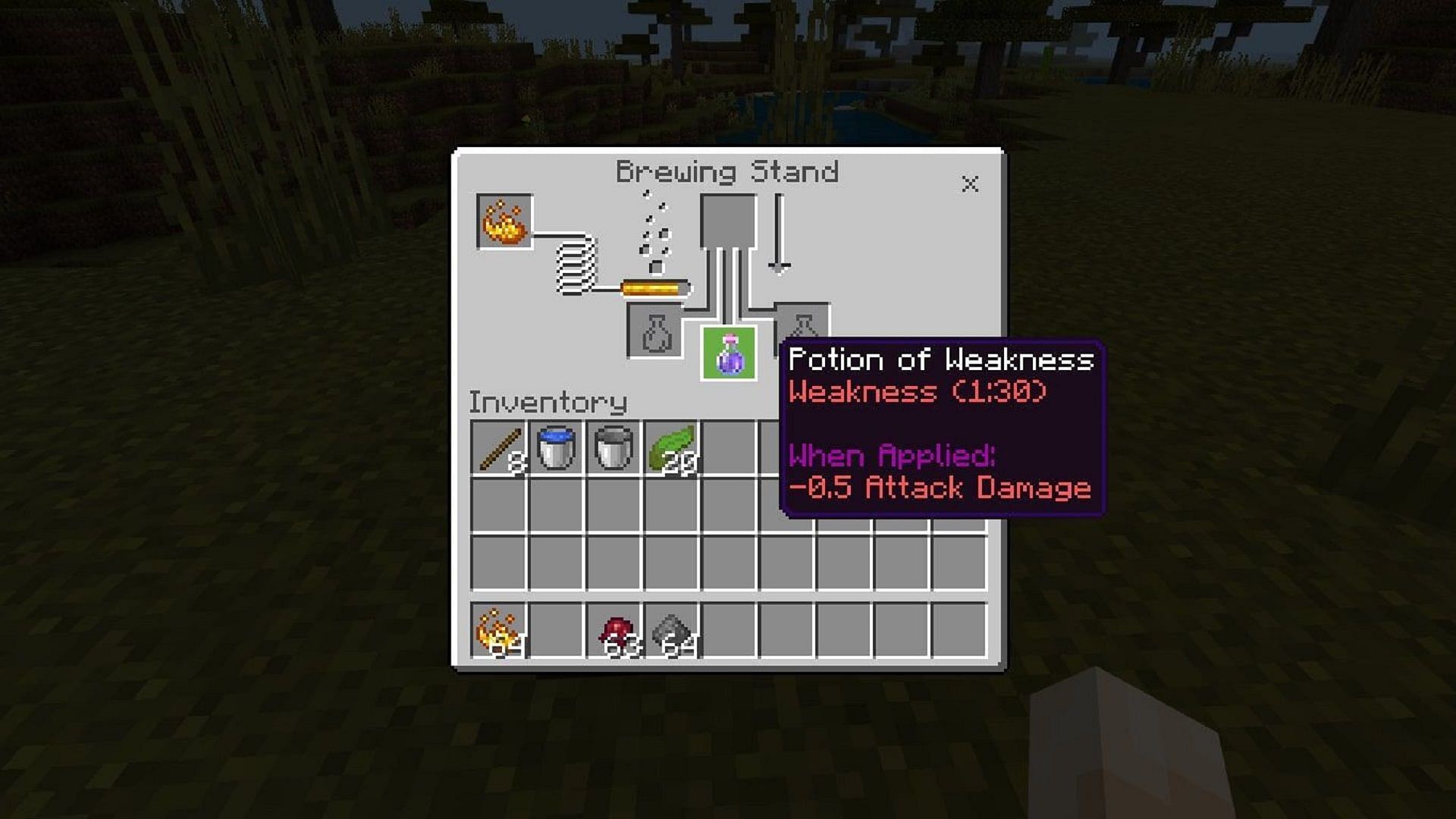 A potion of weakness being brewed in Minecraft (Image via Mojang)