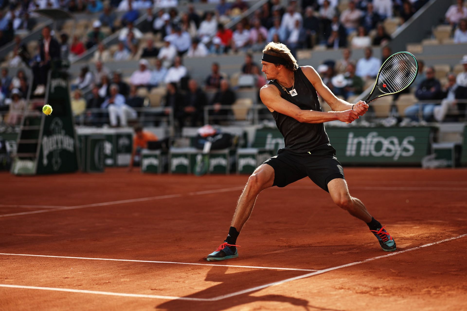 Zverev in action at the French Open quarterfinals