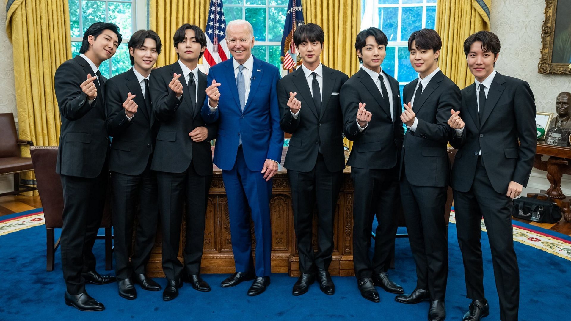 A still of the K-pop group with POTUS (Image via @bts_bighit/Twitter)