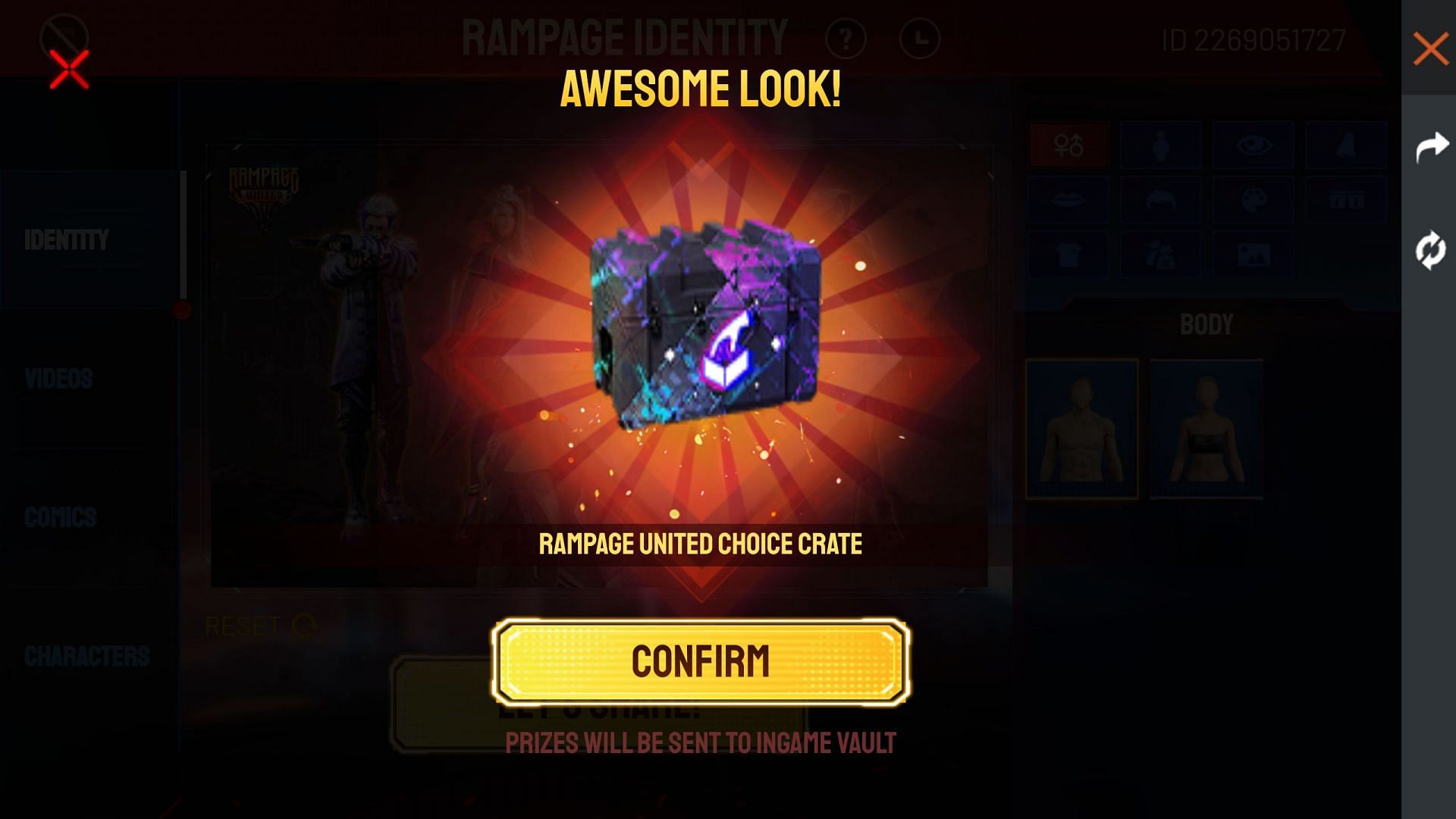 Gamers will receive Rampage United Choice Crate (Image via Garena)