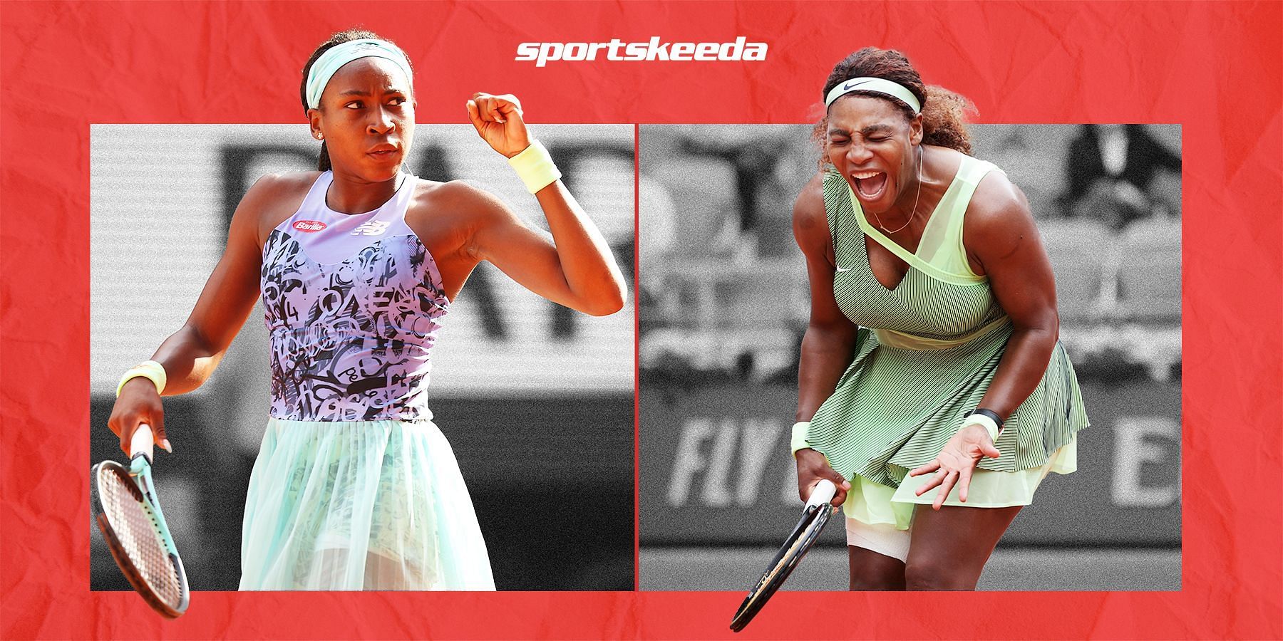 Coco Gauff (L) and Serena Williams