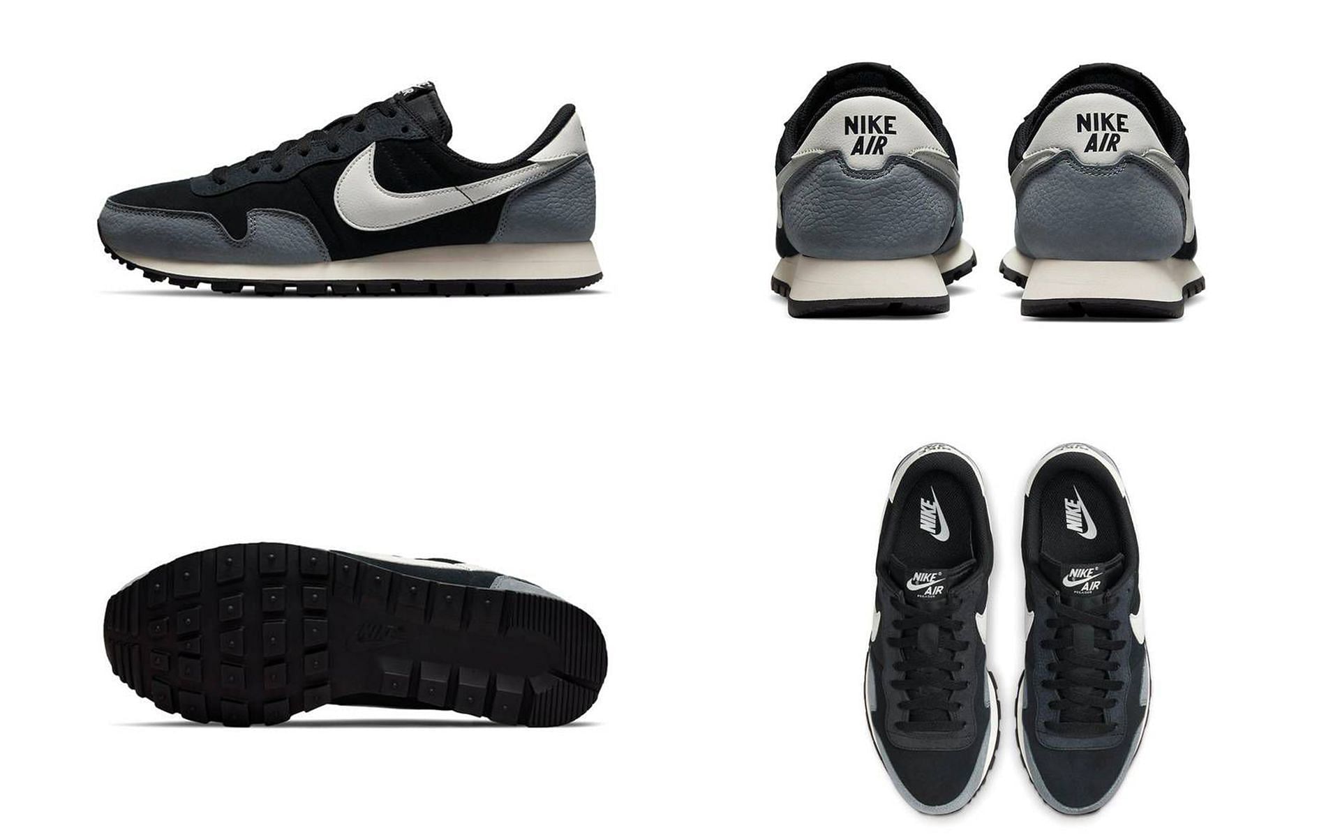 Take a closer look at the impending Nike Air Pegasus Black and Cool Grey sneakers (Image via Sportskeeda)