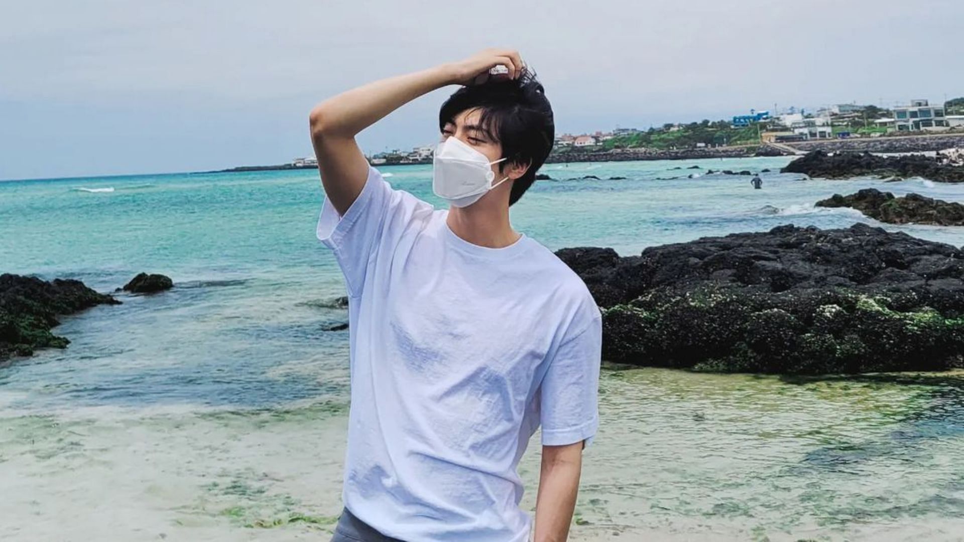 BTS' Jin gets brave and posts shirtless photo at the beach that ARMYs can't  stop gushing over