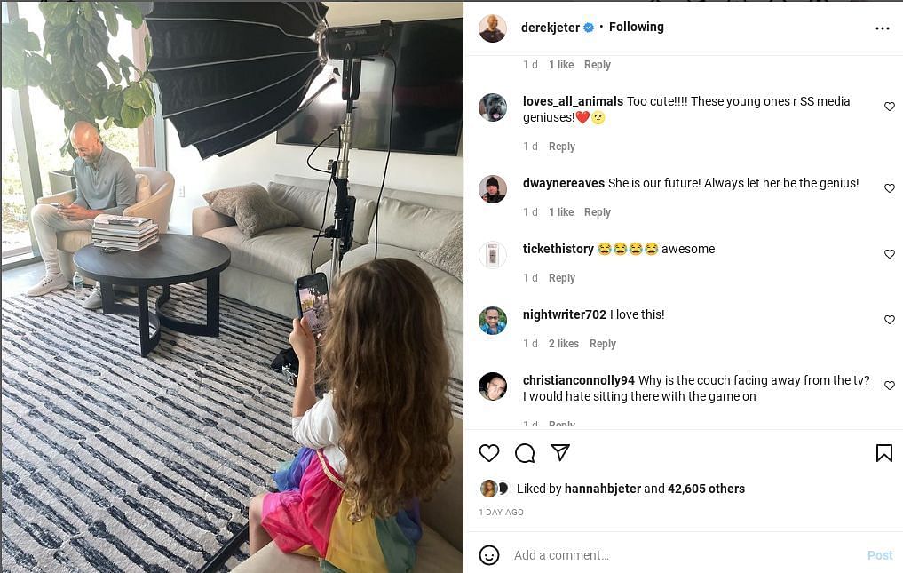 Fans cannot stop praising Derek's daughter for being the brain behind his Instagram account.