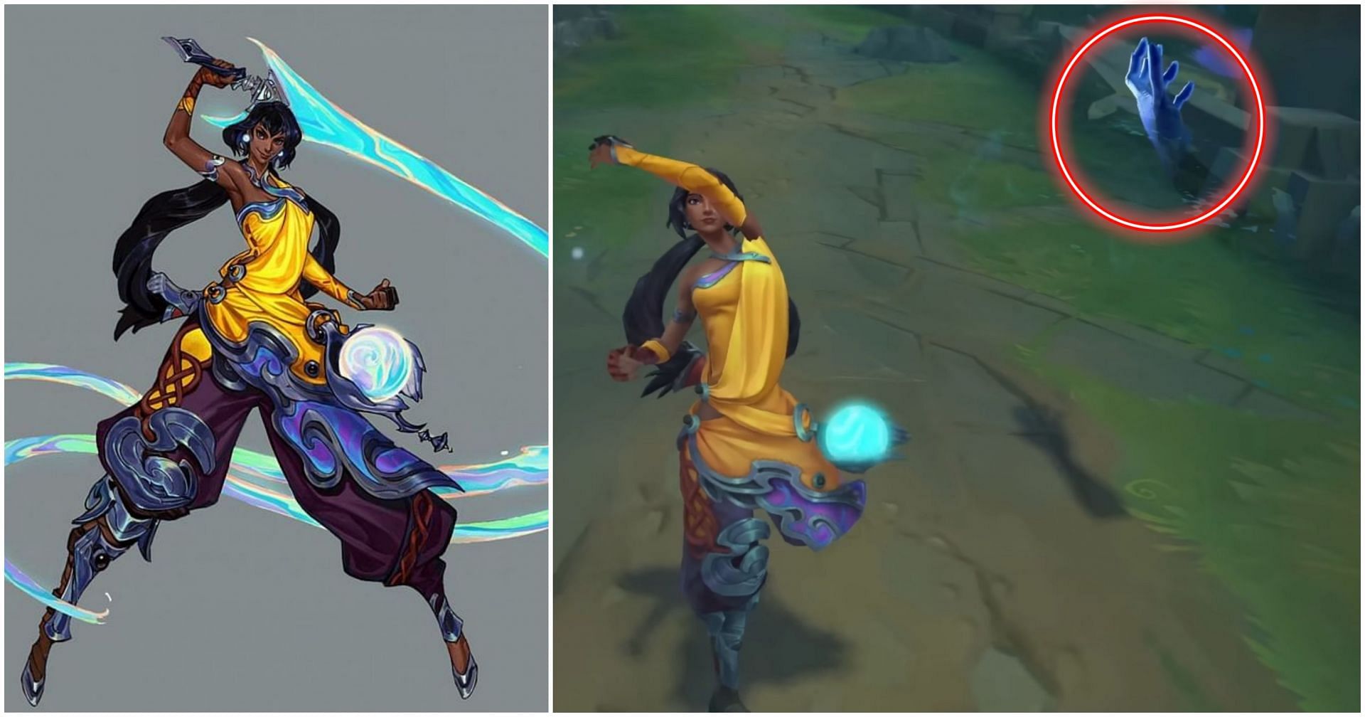 The featured &quot;Demon&#039;s palm&quot; in Nilah&#039;s League of Legends trailer is none but Ashlesh&#039;s (Image vis Riot Games)