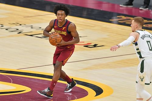 Collin Sexton of the Cleveland Cavaliers against the Milwaukee Bucks