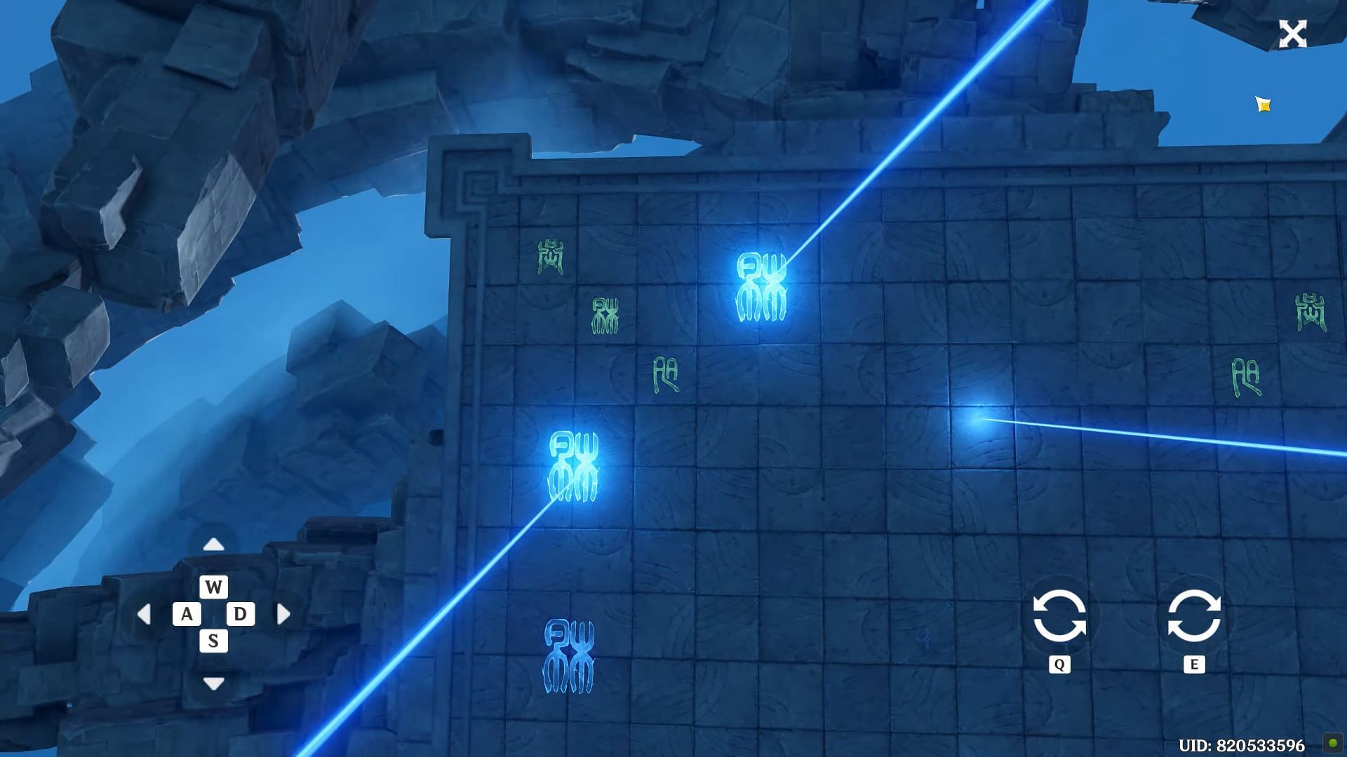 Position and rotate the light beam to activate all symbols (Image via Genshin Impact)