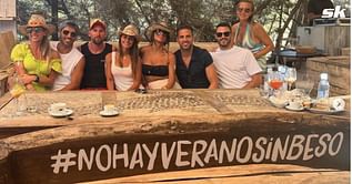 "There is no summer without a kiss" - Lionel Messi's wife Antonela Roccuzzo posts Instagram snap which shows PSG star having fun with Suarez's and Fabregas' family