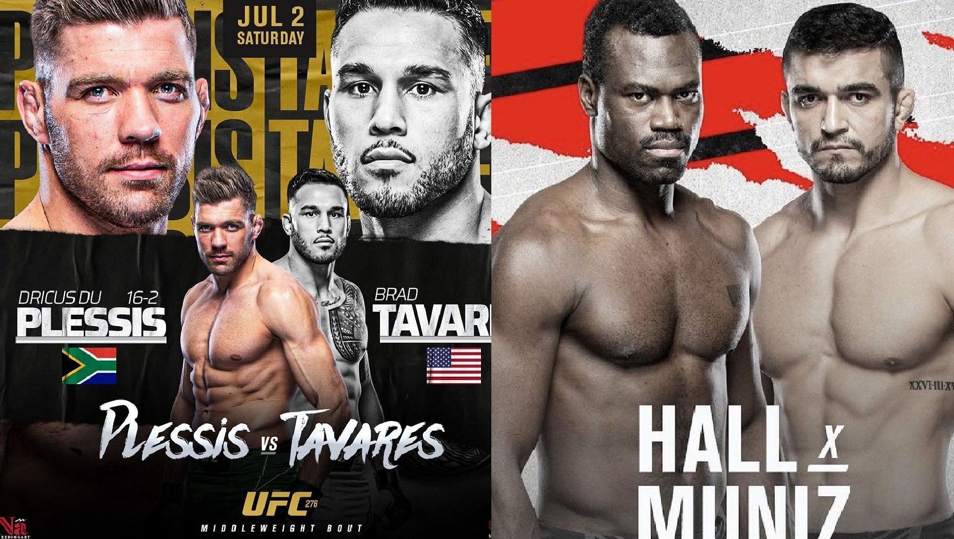 du Plessis vs. Tavares, Hall vs. Muniz [Images via @dricusduplessis and @andremunizsergipano on Instagram]