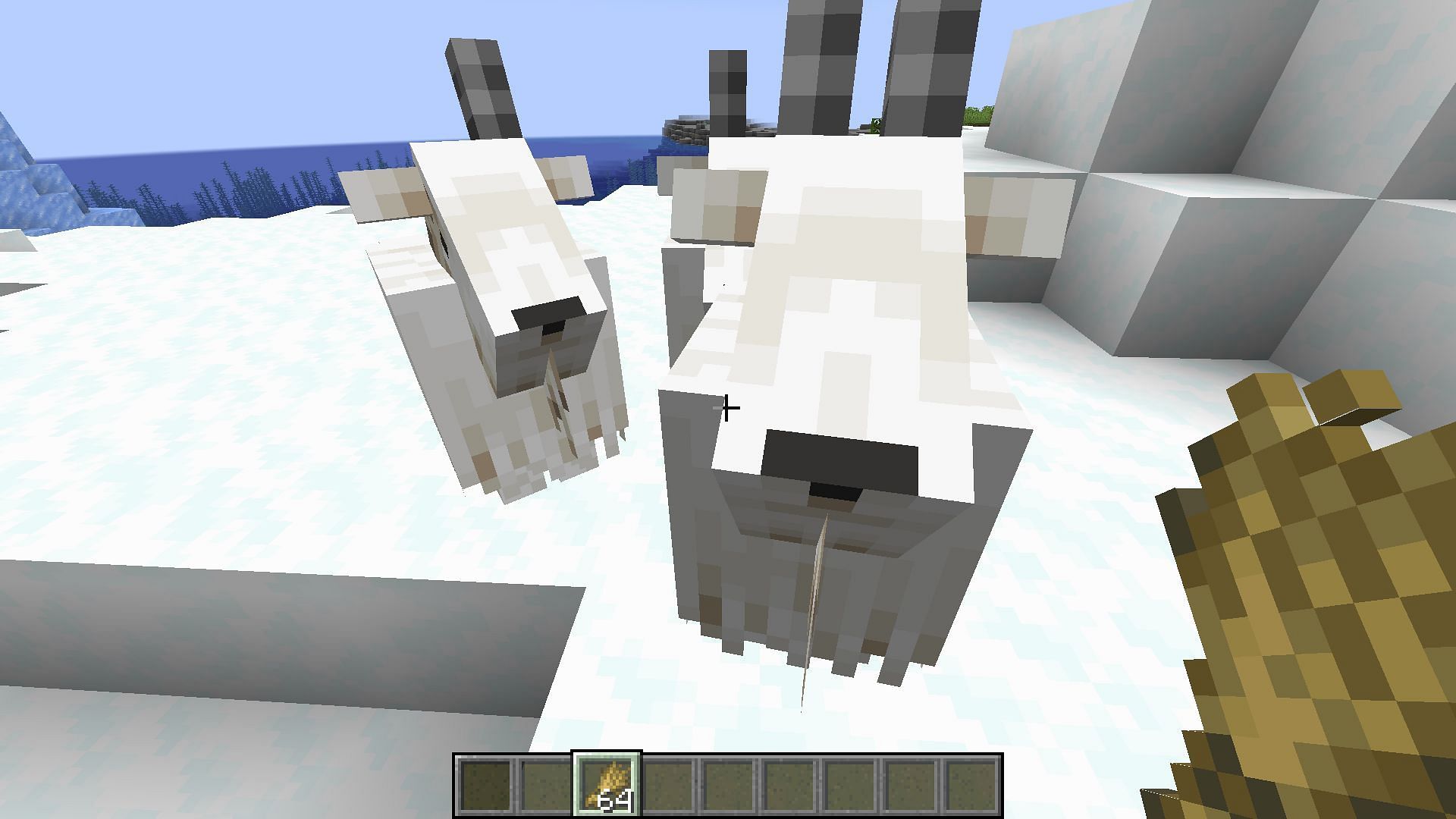 Goats are slightly hard to find as they spawn in uncommon mountain biomes (Image via Mojang)
