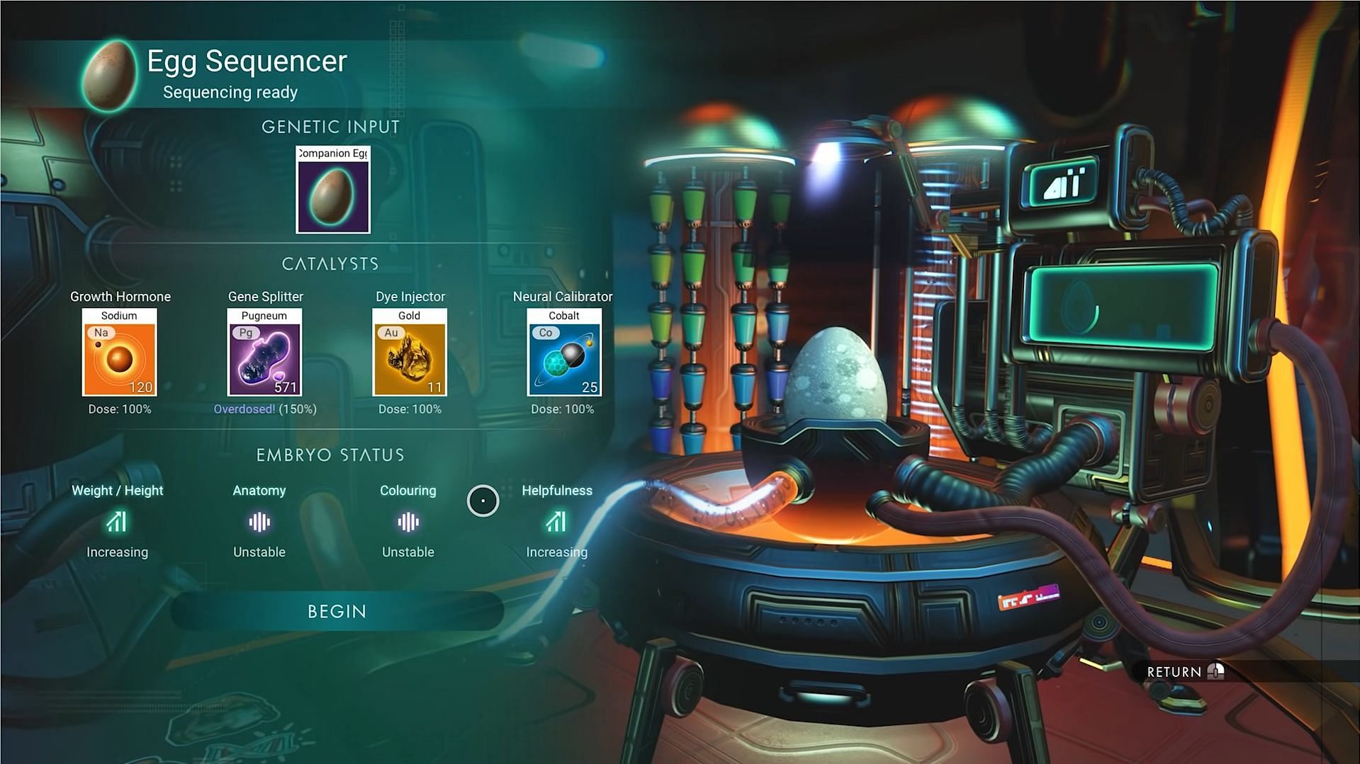 Egg sequencer and materials for all traits (Image via Hello Games)