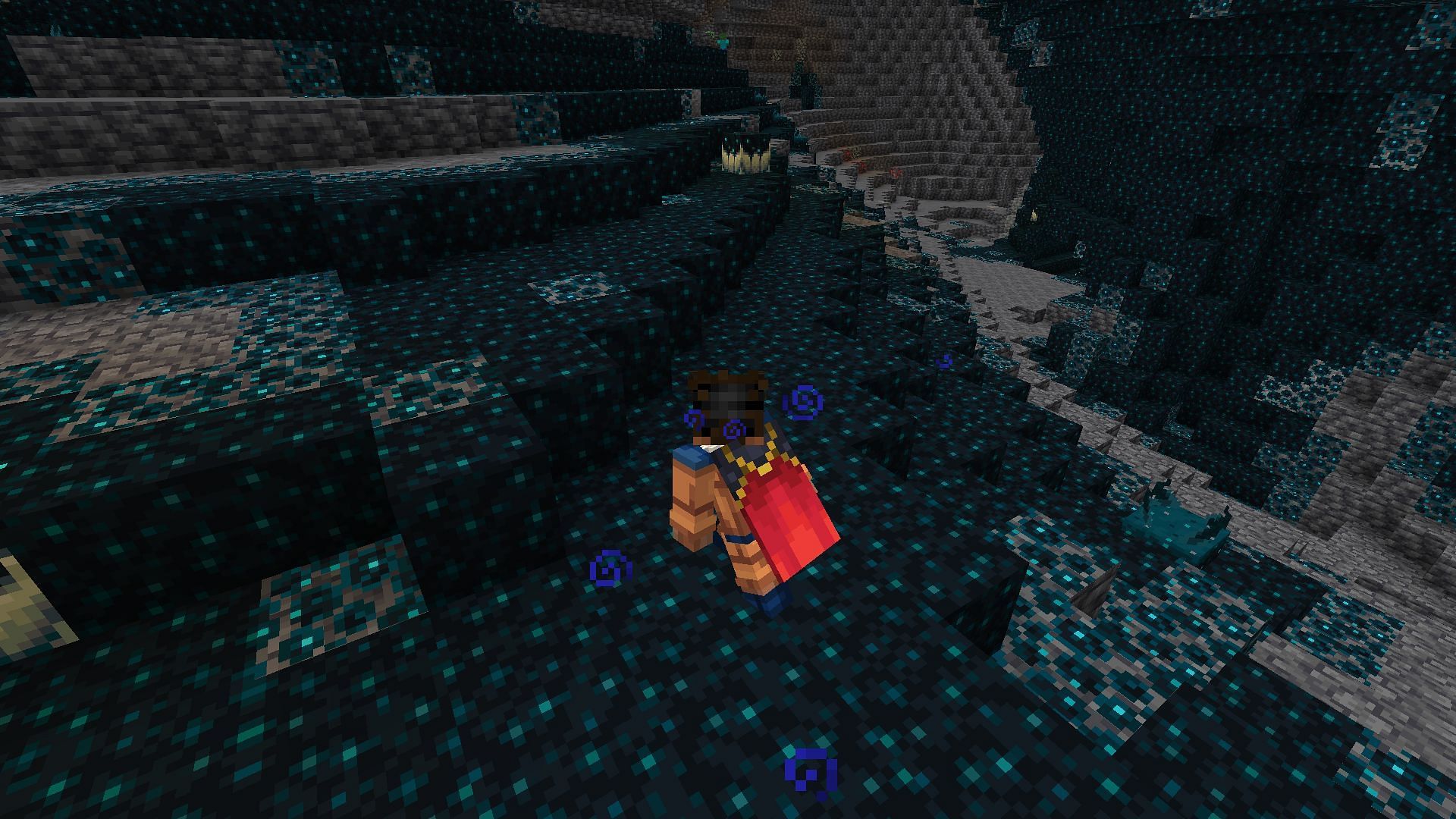 A player sneaking through the deep dark (Image via Minecraft)