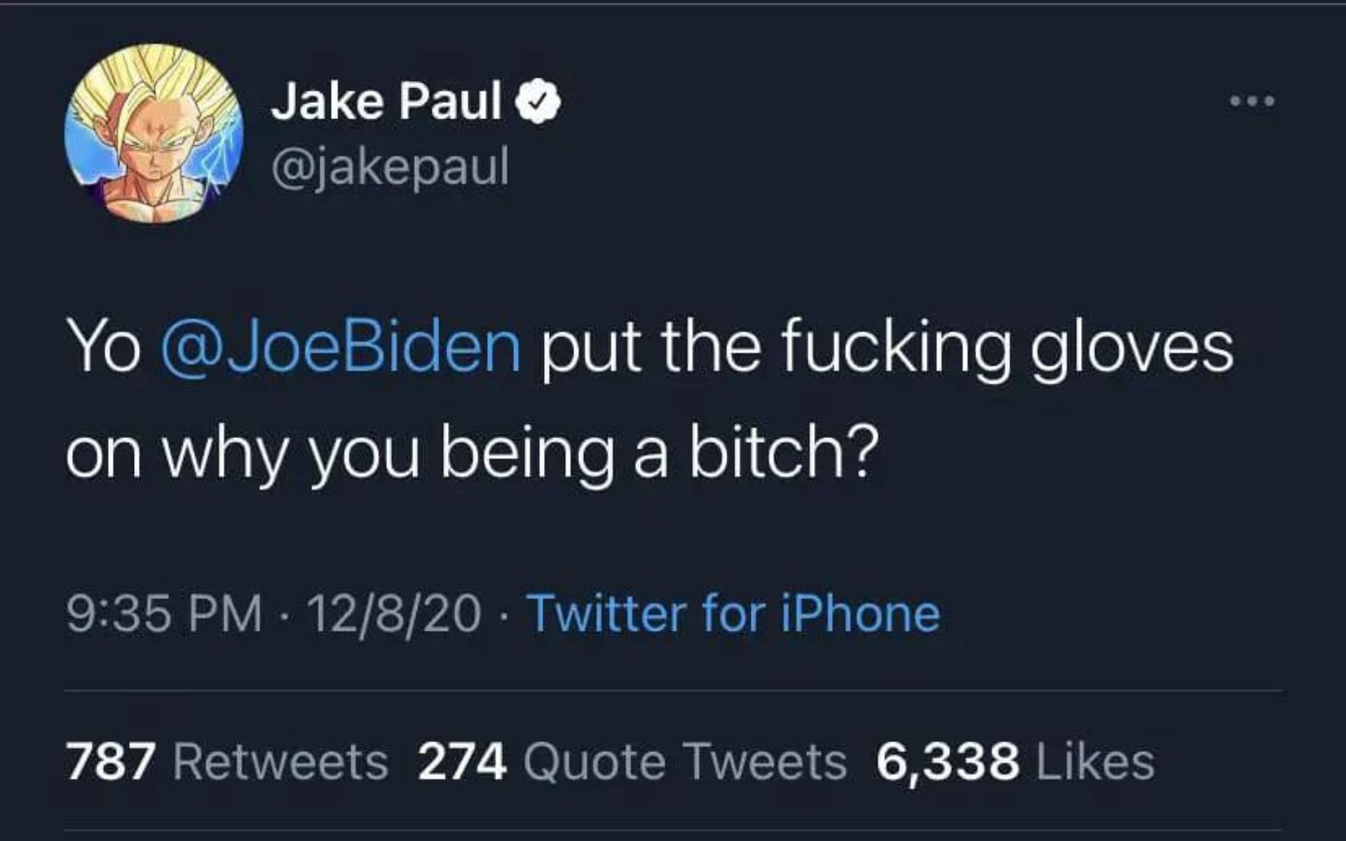 Jake Paul challenges Joe Biden to a boxing match