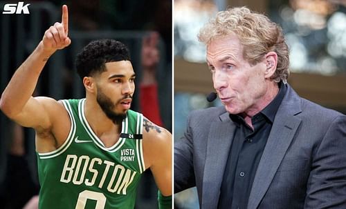 Boston Celtics star Jayson Tatum (L) and analyst Skip Bayless (R).