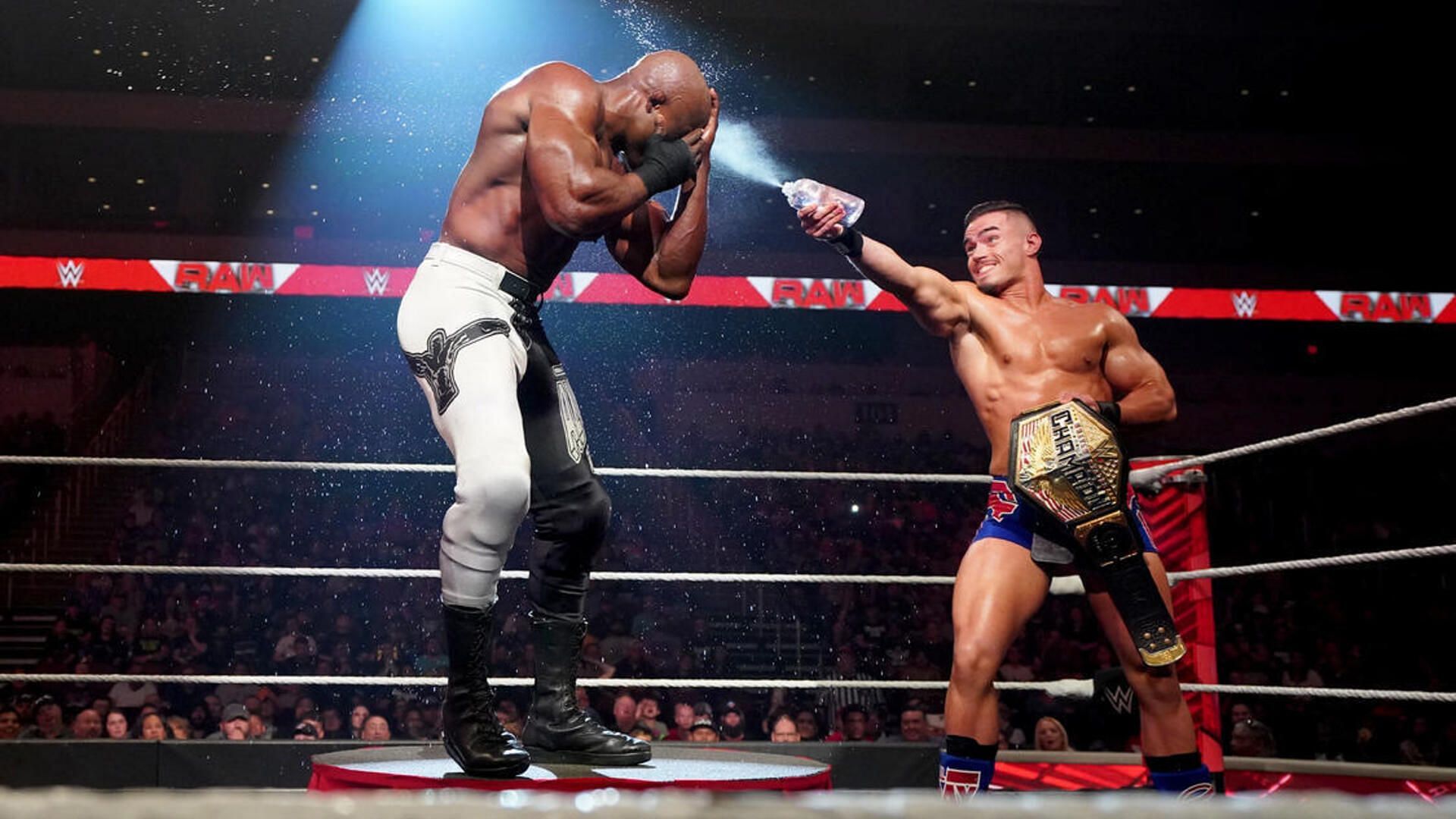 Theory spays baby oil in Lashley&#039;s face on WWE RAW (6/13)