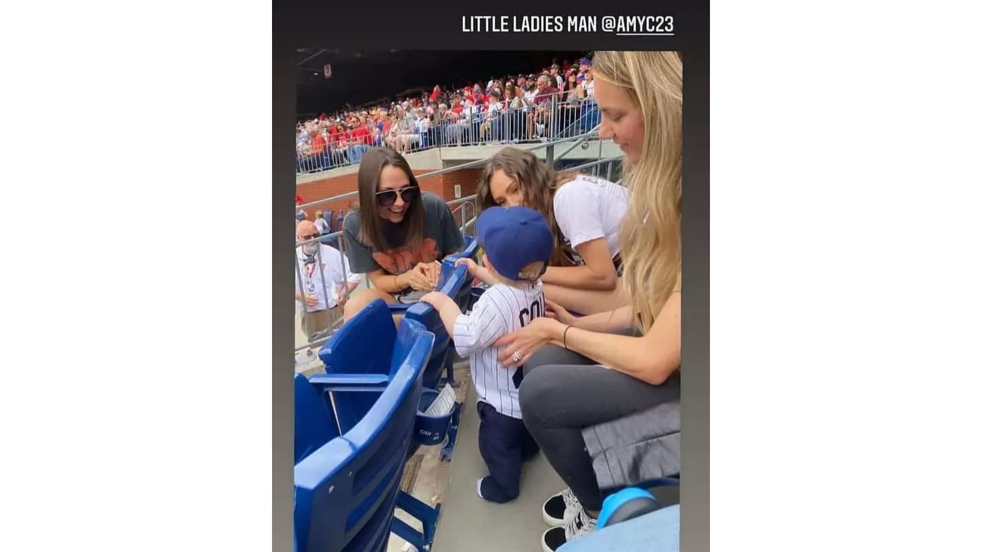 Aaron Judge&#039;s wife, Samatha in 2021 at a Yankees game.