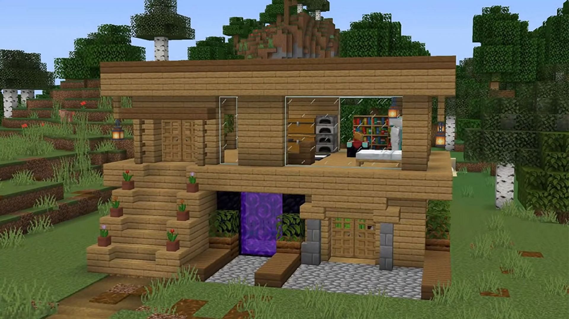 This house is built of simple materials and facilitates all feasible needs for players (Image via HeyImRobby/YouTube)