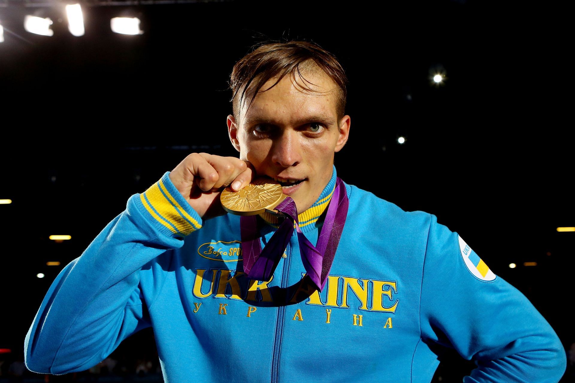 Oleksandr Usyk with an Olympic Gold Medal