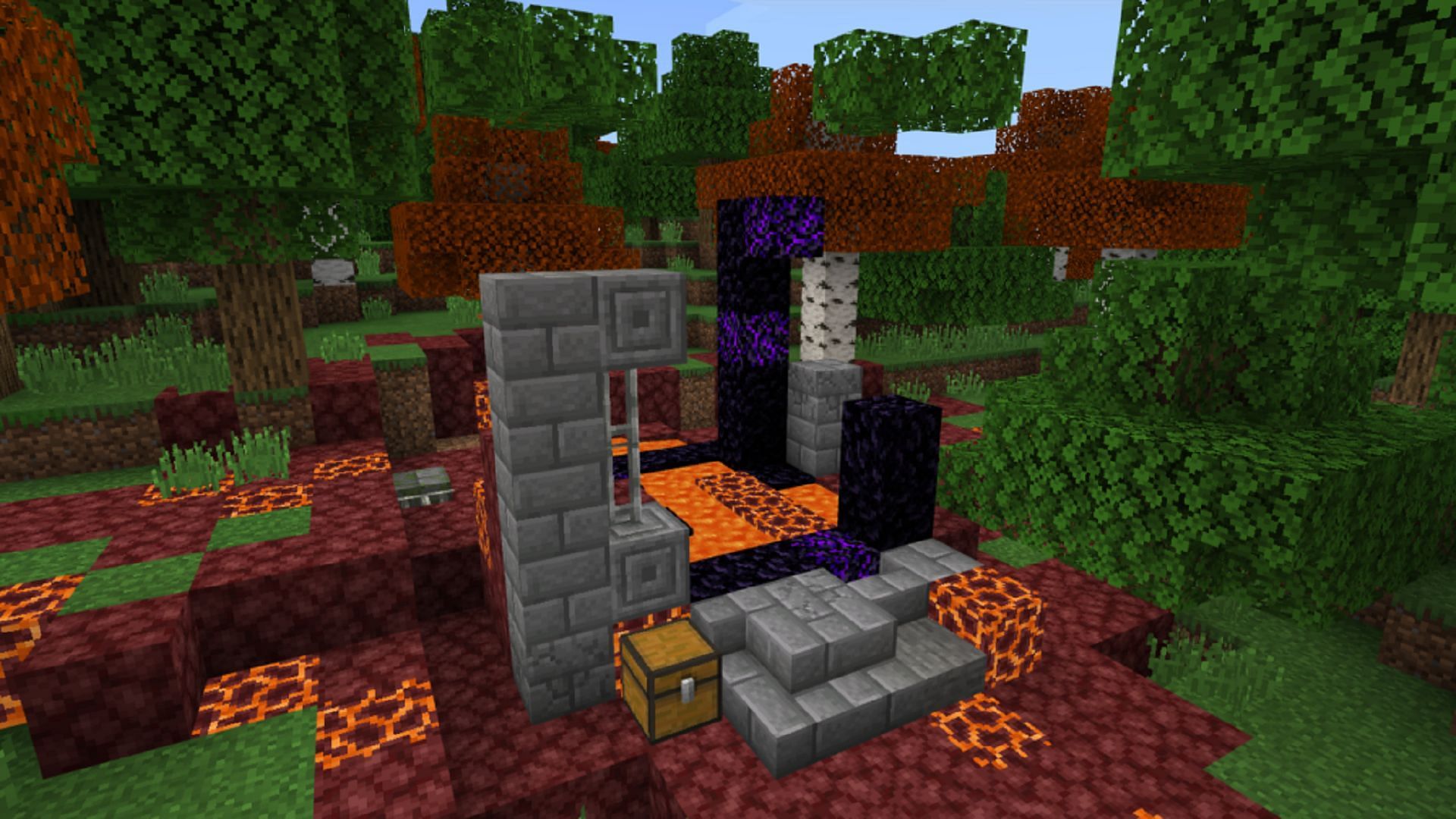 An instant Nether portal spawn can be a huge help (Image via Mojang)