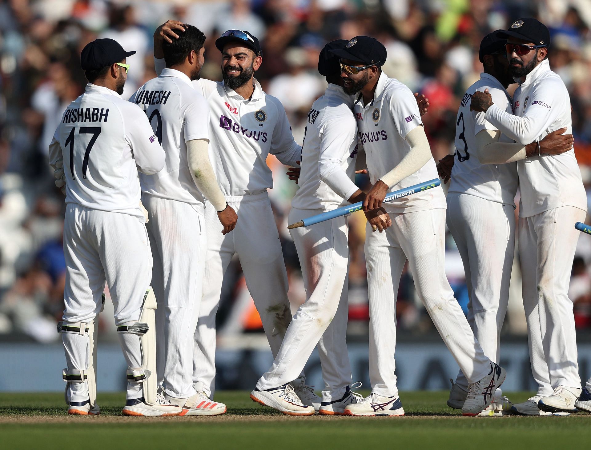 Team India celebrate after winning The Oval Test last year. Pic: Getty Images