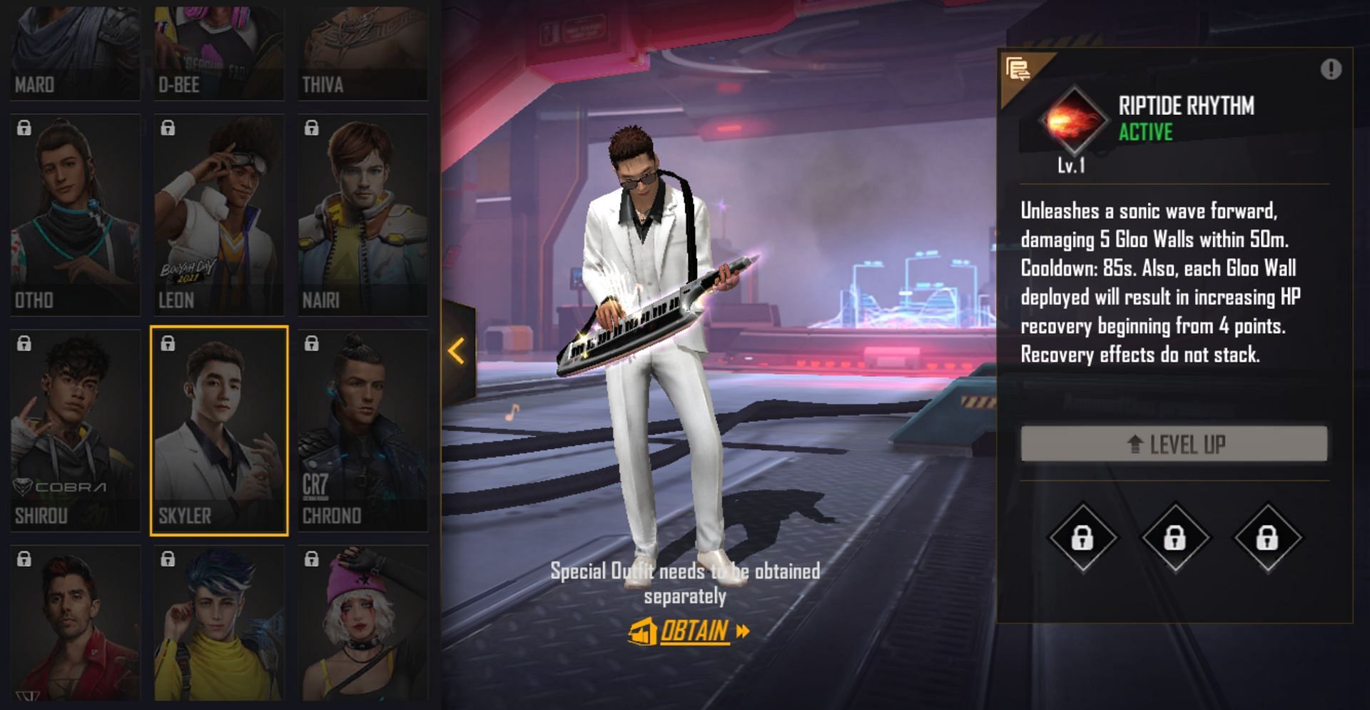 Skyler has an active ability in Free Fire MAX (Image via Garena)