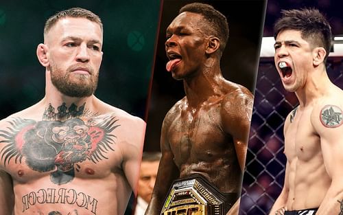 (L to R) Conor McGregor, Israel Adesanya and Brandon Moreno