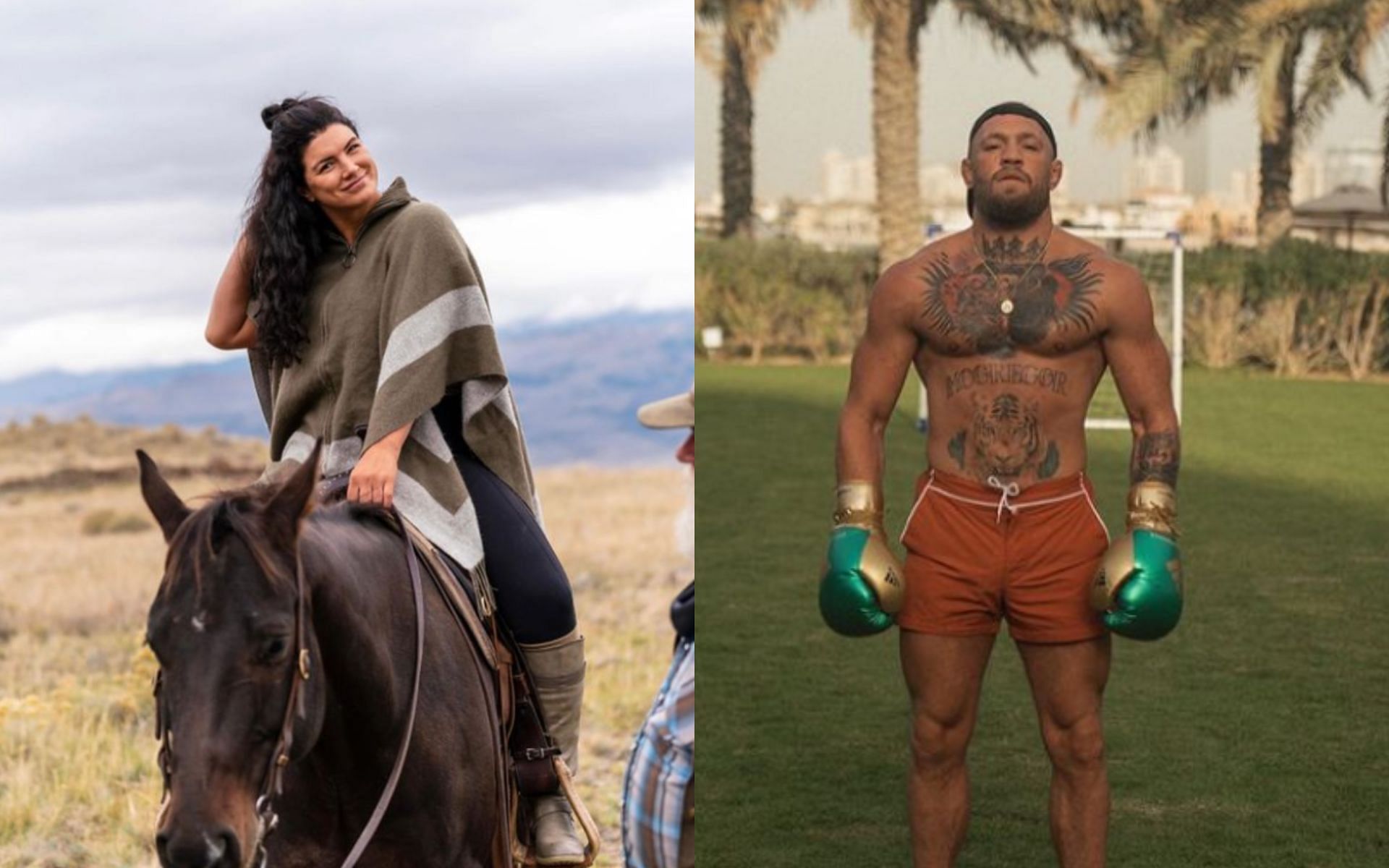 Gina Carano (left), Conor McGregor (right) [Images courtesy of @ginajcarano and @thenotoriousmma on Instagram]