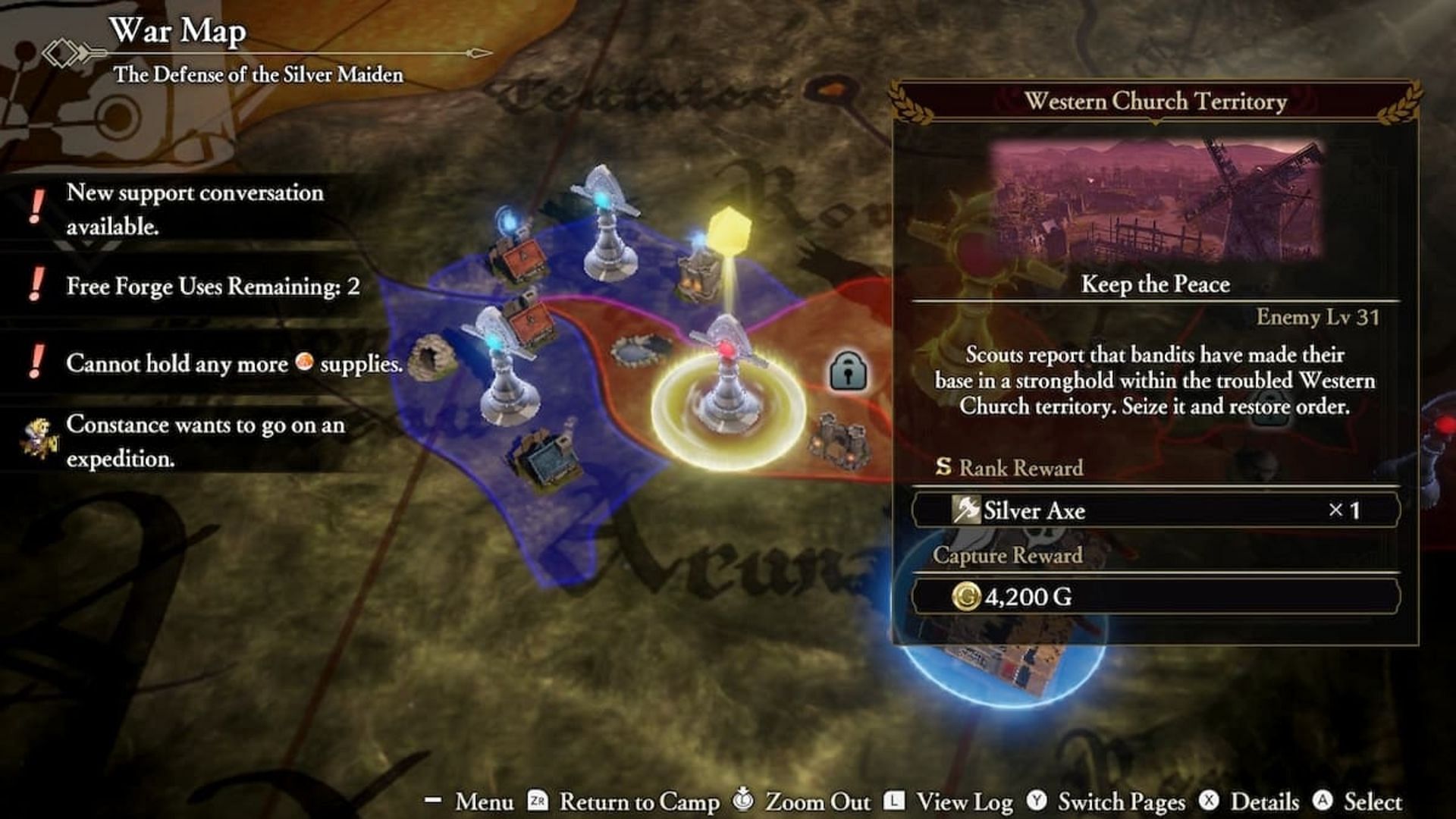 Strategies can be accessed using the map screen in Fire Emblem Warriors (Image via Omega Force)