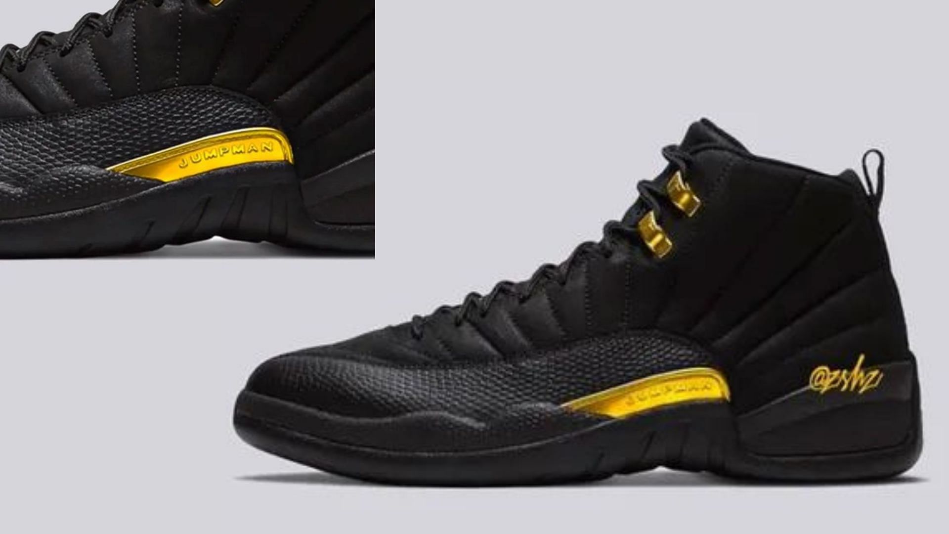 Take a closer look at the mockup of the AJ12 Black Taxi colorway (Image via Instagram/@zsneakerheadz)