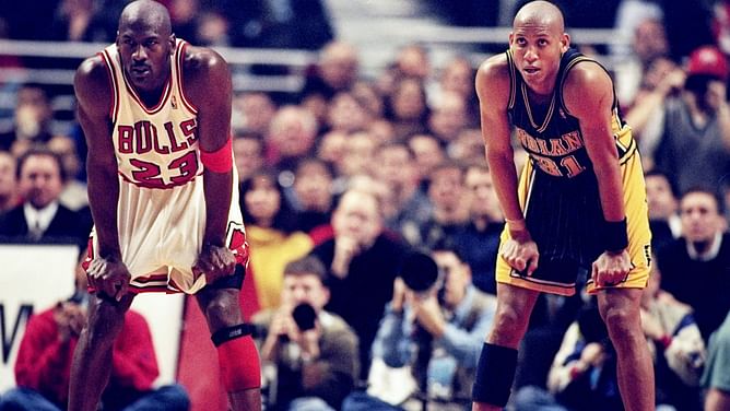 "I think they would put Scottie on Curry and have that length disrupt him" - Reggie Miller on why he thinks Scottie Pippen can defend Steph Curry better than Michael Jordan