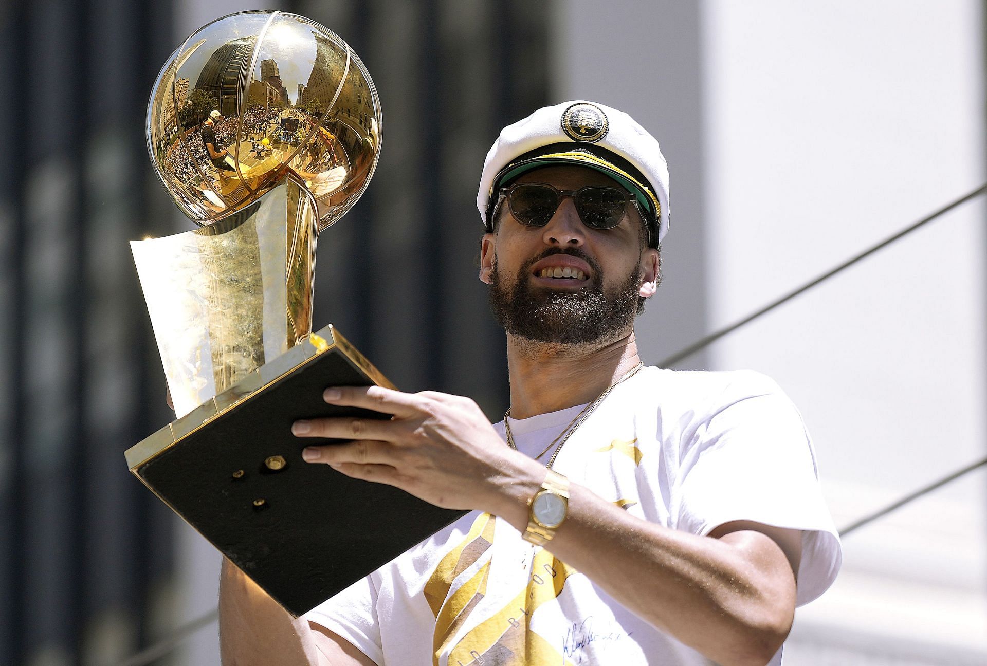 Klay Thompson at the Golden State Warriors Victory Parade and Rally