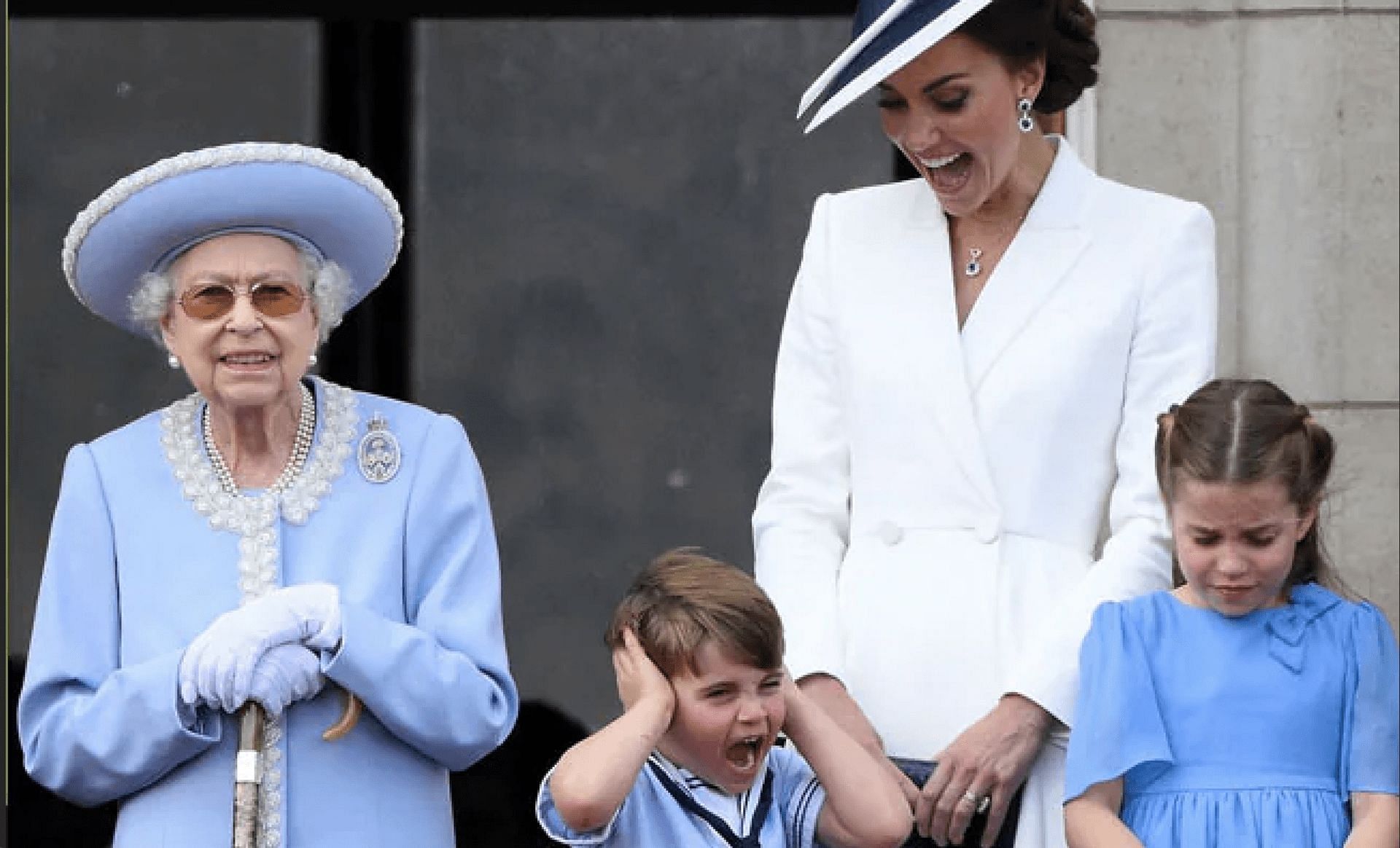 The Queen with the Royal Family on her platinum jubilee on June 2, 2022. (Image via AFP)