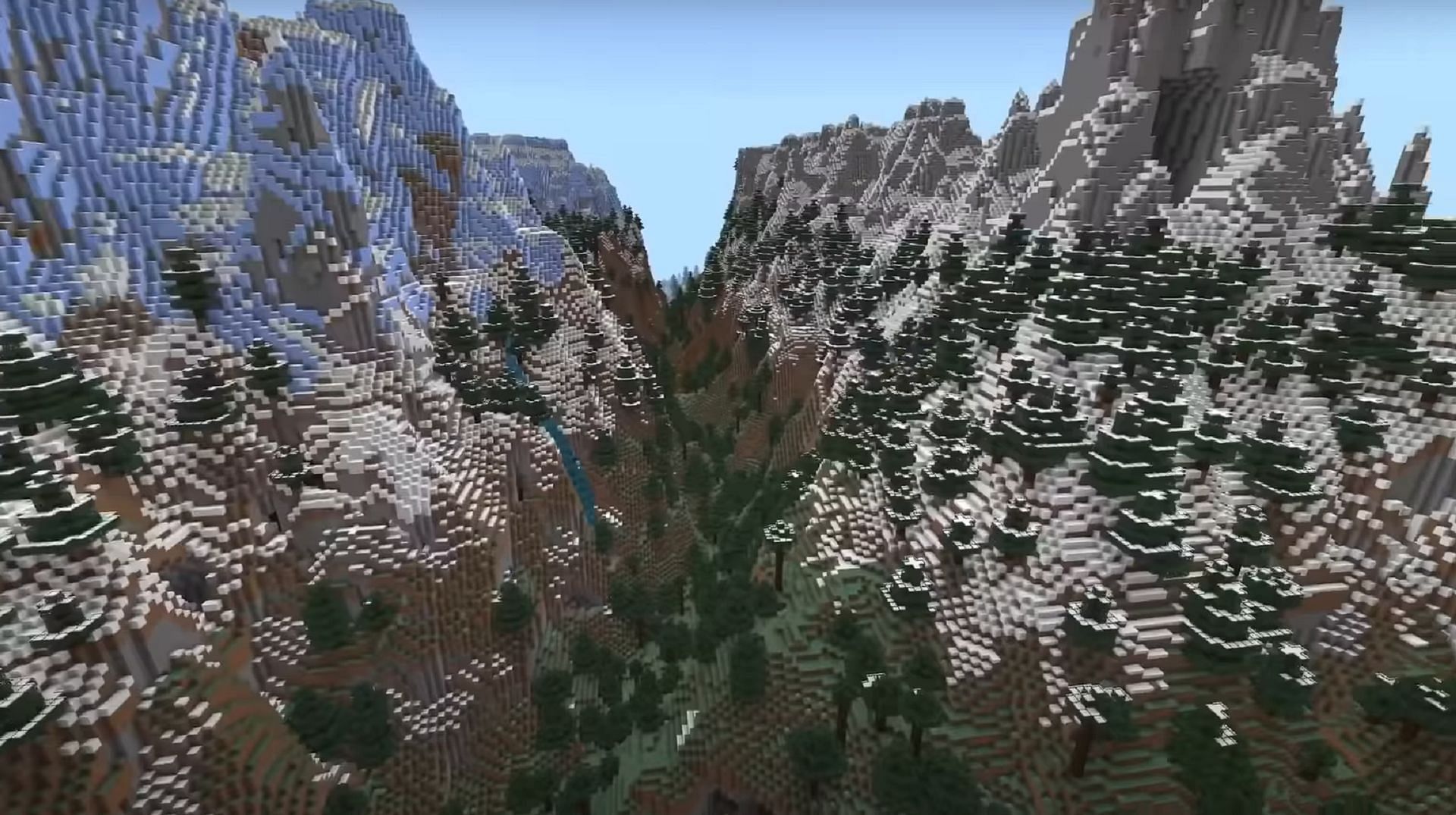 The views this massive mountain spawn provides are breathtaking (Image via Minecraft &amp; Chill/Youtube)