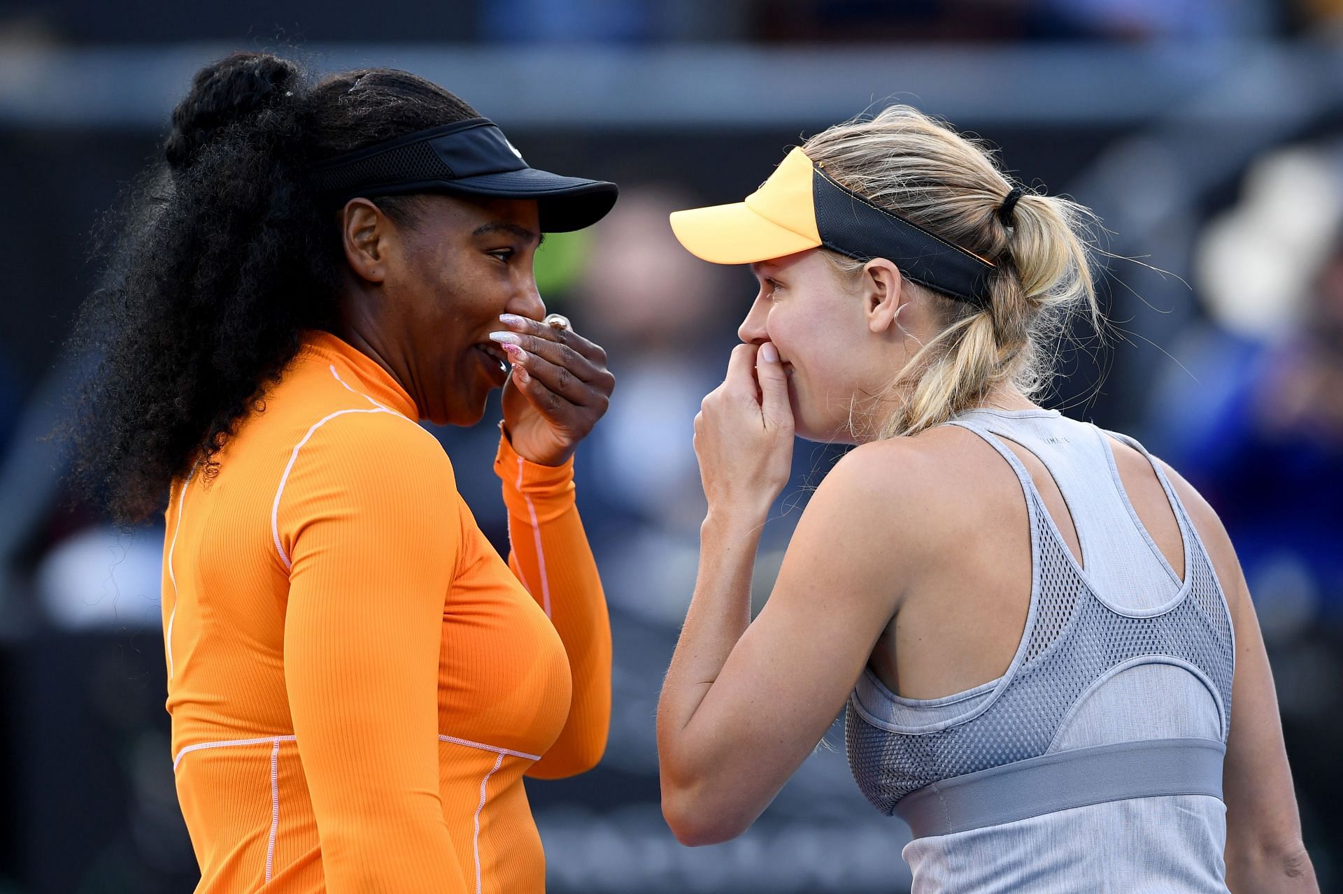Serena Williams and Caroline Wozniacki at the 2020 Women&#039;s ASB Classic