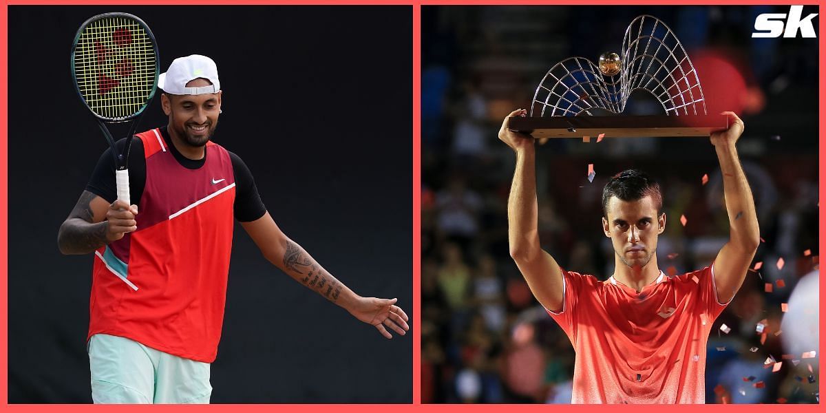 Nick Kyrgios (L) will be the favorite against Laslo Djere