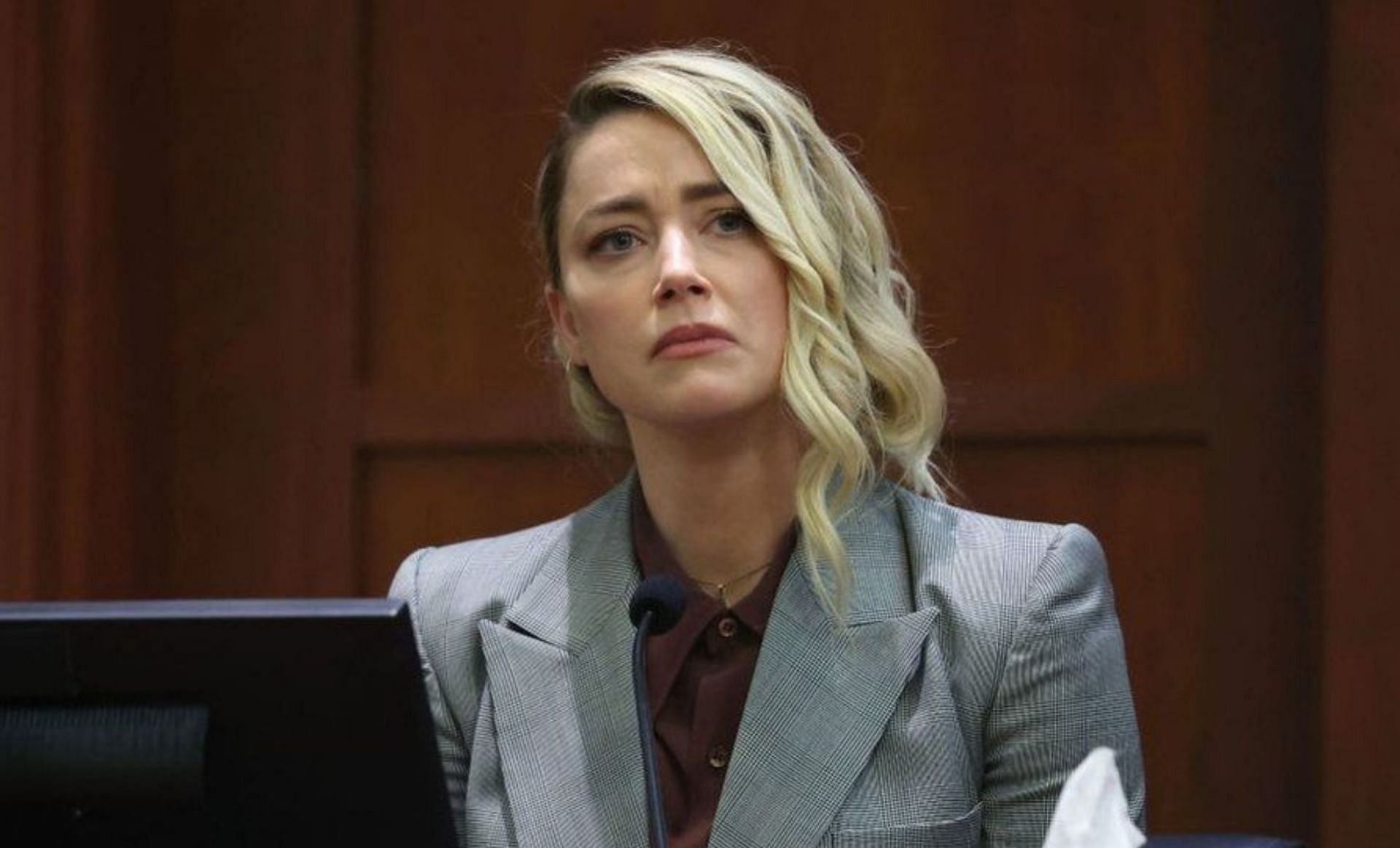 Amber Heard in court (Image via BBC)