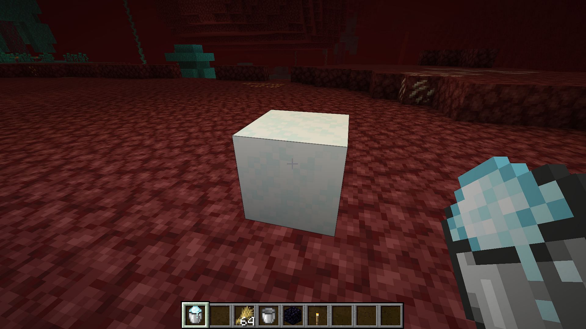 The powder snow block does not melt in the Nether and can save players (Image via Minecraft 1.19)