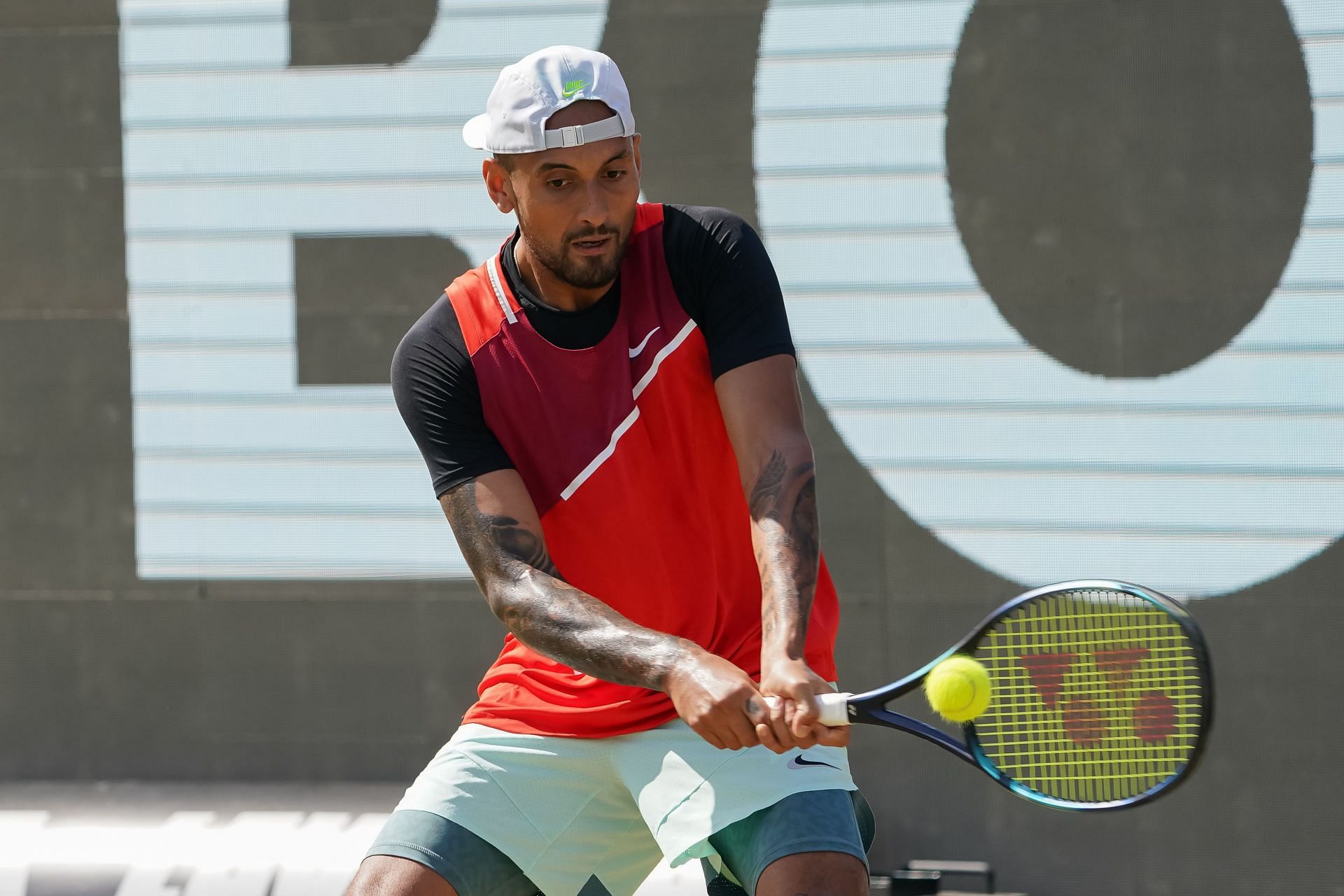 Nick Kyrgios in action at the Boss Open in Stuttgart
