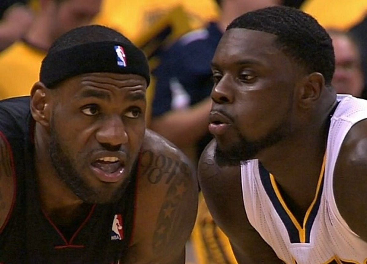 Lance Stephenson blows in LeBron James&#039; ear during the 2014 NBA playoffs [Photo Source Sports Illustrated]