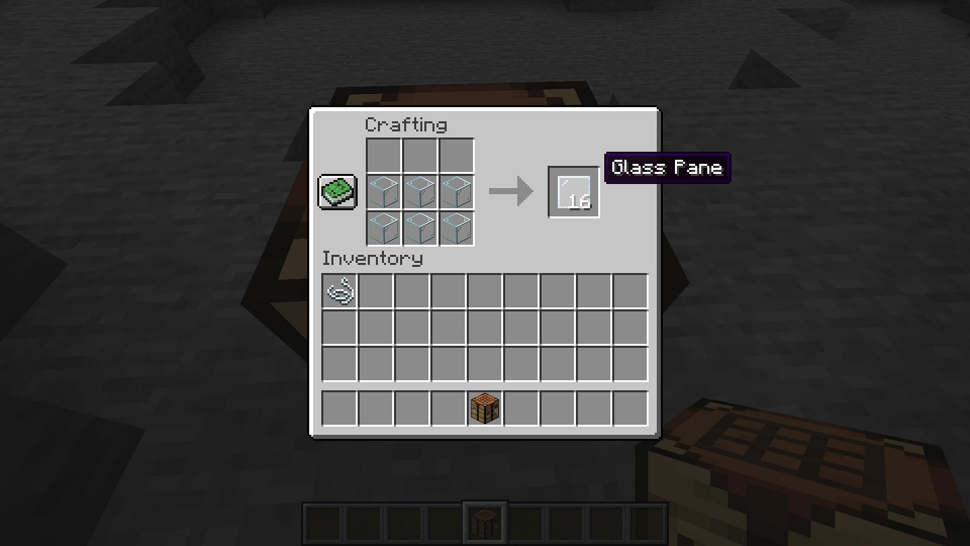 Crafting recipe for glass panes (Image via Minecraft 1.19)