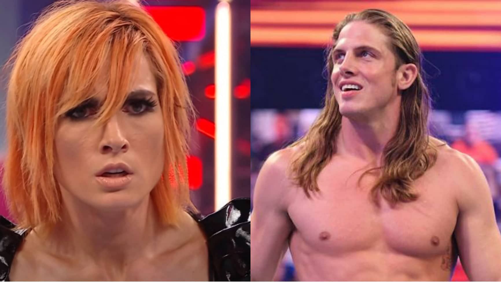 Becky Lynch (left) and Riddle (right)
