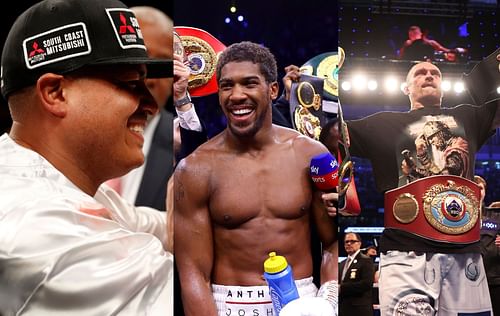 From Left to Right : Robert Garcia, Anthony Joshua, Oleksander Usyk