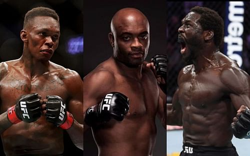 Israel Adesanya, Anderson Silva, and Jared Cannonier (left to right)