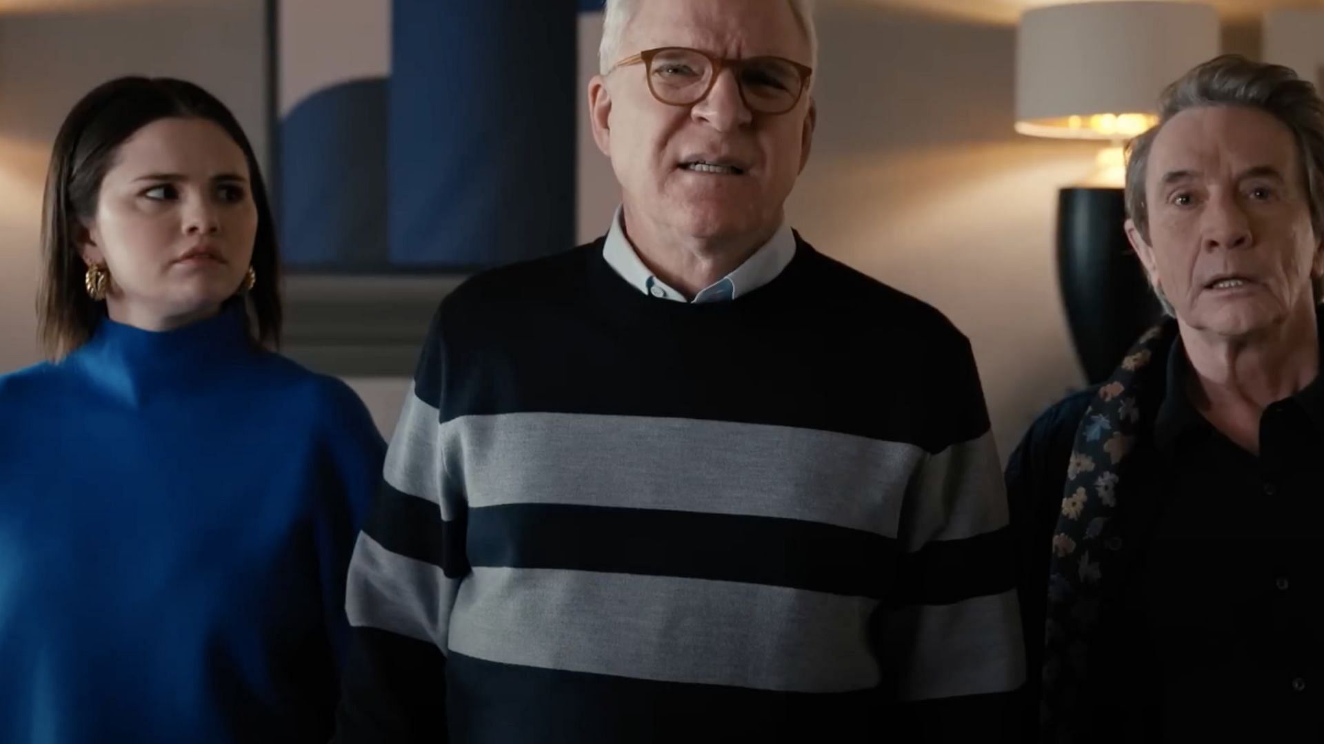 Selena Gomez, Steve Martin, and Martin Short in Only Murders in the Building (Image via Hulu/ YouTube)