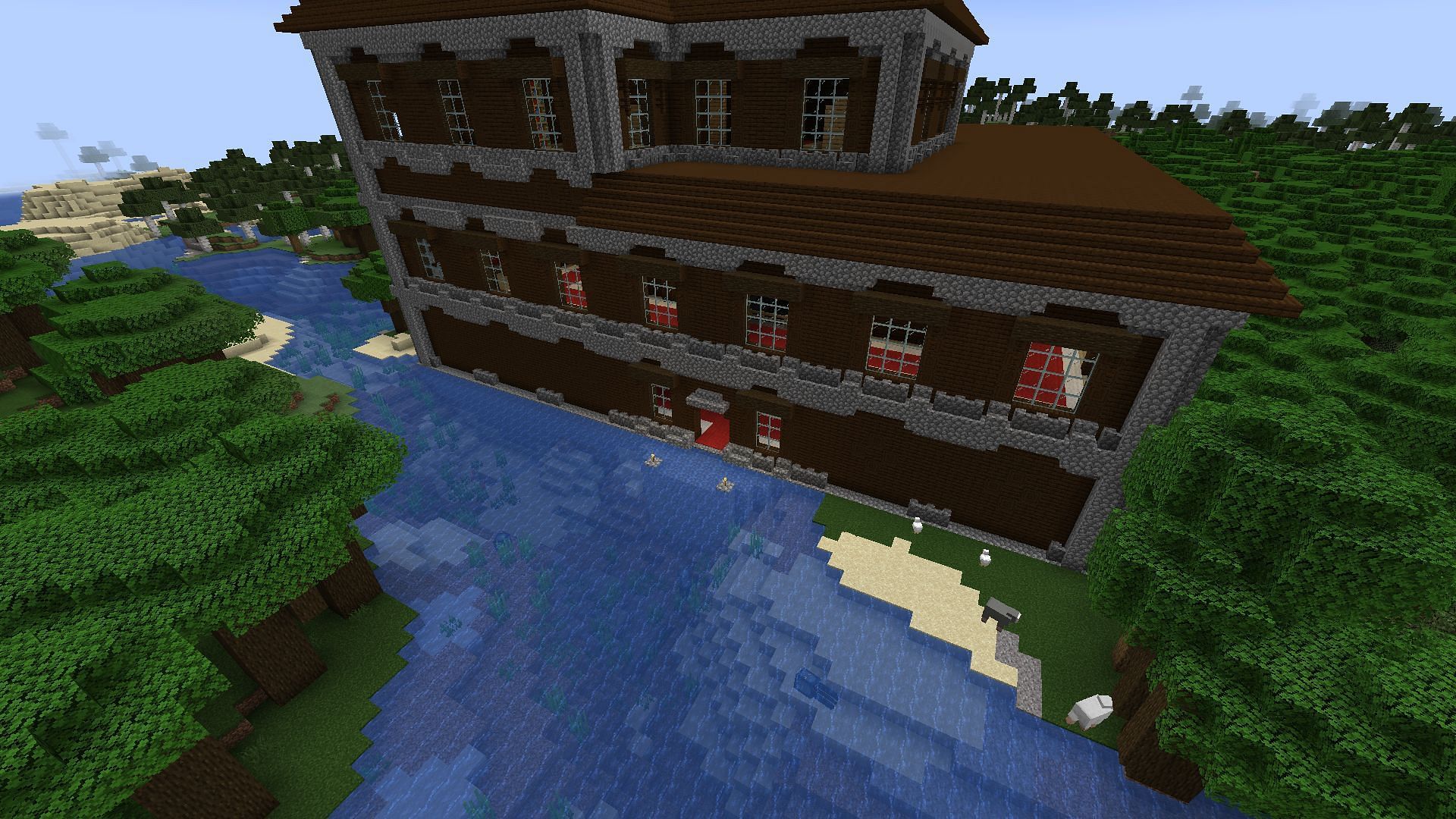 The riverside woodland mansion (Image via Minecraft)