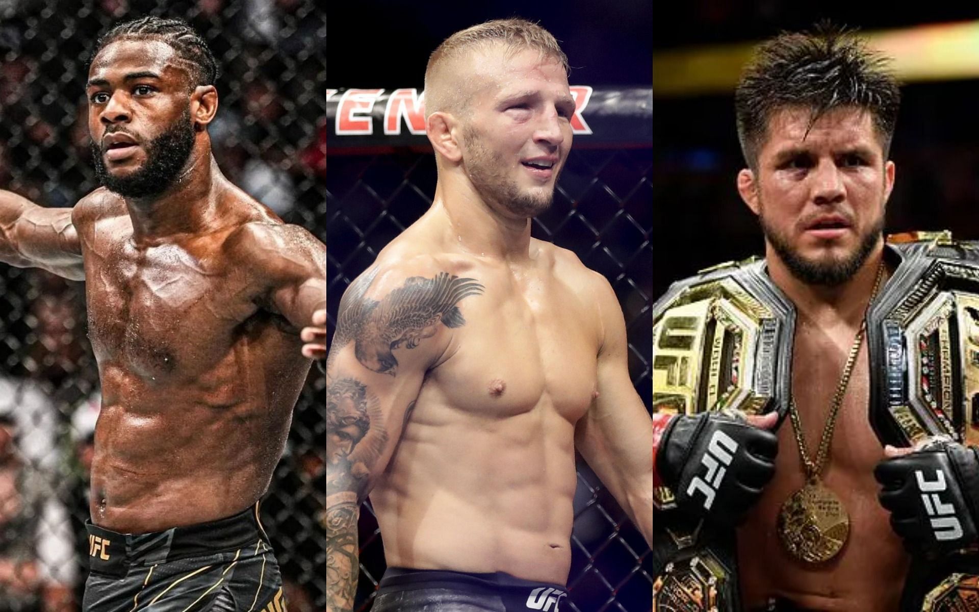 Aljamain Sterling (left), T. J. Dillashaw, and Henry Cejudo (right) [via Getty]