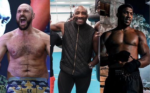 Tyson Fury (left), Johnny Nelson (middle), Anthony Joshua (right) - Images via @tysonfury, @johnnynelsonsky, @anthonyjoshua on Instagram