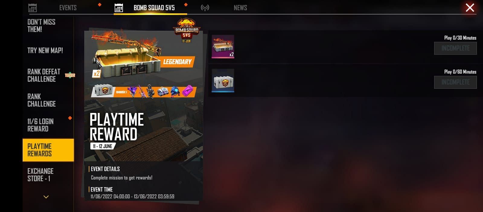 Playtime Rewards in Free Fire MAX (Image via Garena)