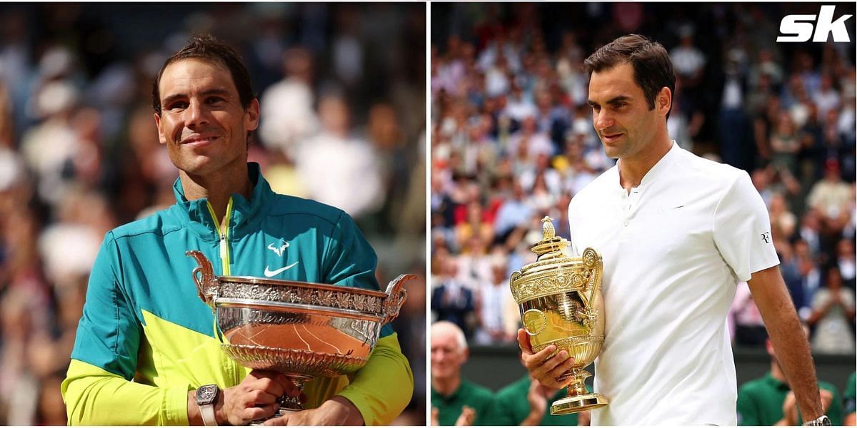 Rafael Nadal (L) and Roger Federer