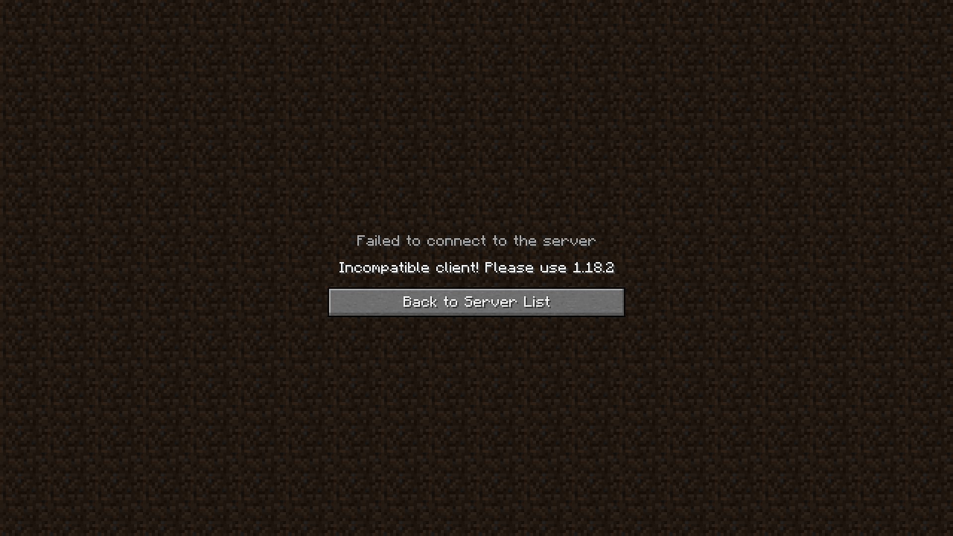 An example of the incompatible client error (Image via Minecraft)
